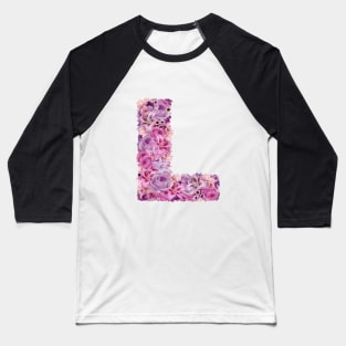 Pink Floral Letter L Baseball T-Shirt